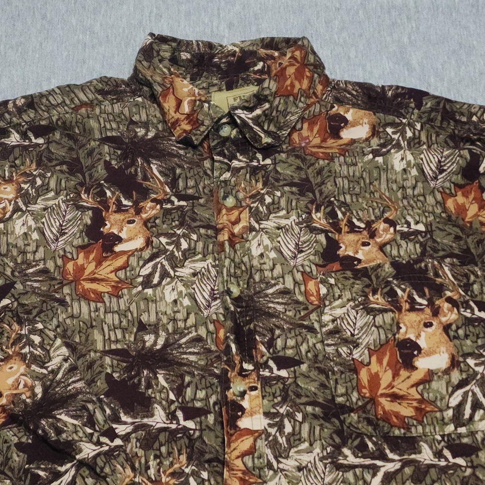 Field Tested Outdoor Life Deer Camo Shirt Loden Green Cotton Hunting Wildlife L